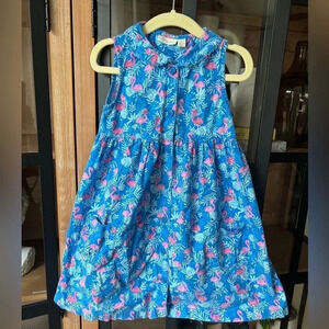 Flamingo dress Jojo Maman Bebe toddler girl flamingo embroidered pockets collar
